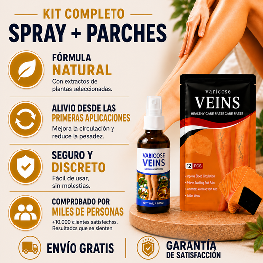 Kit VenaLift™ Spray + 12 Parches. Alivia la pesadez, hinchazón y molestias por várices.