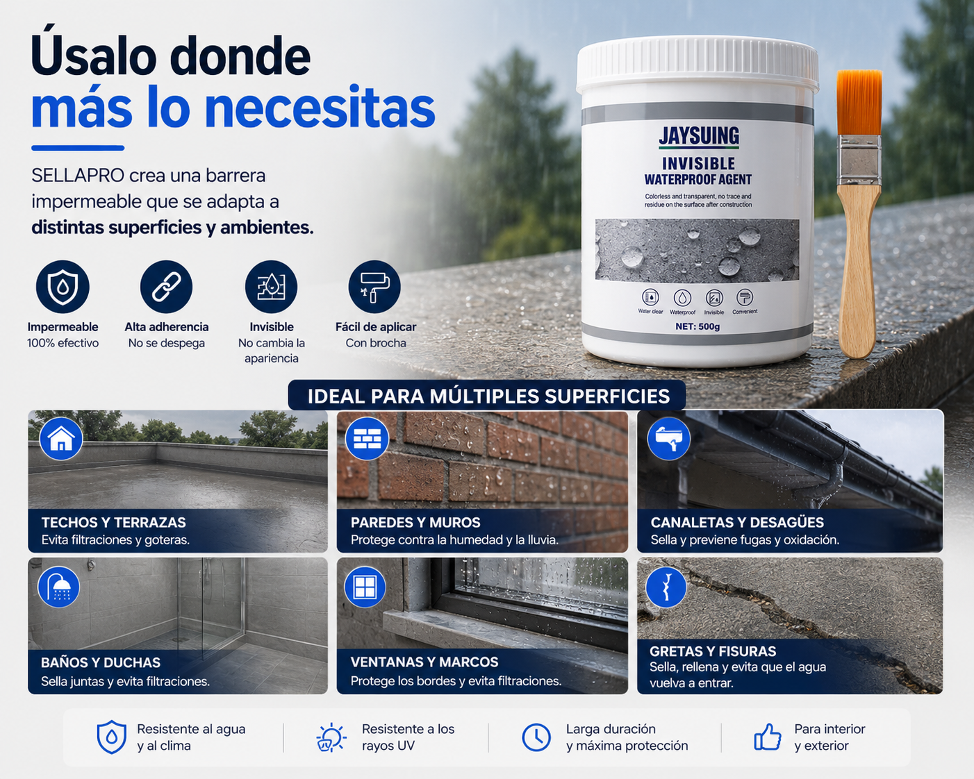 SellaPro 500g — Protege tu hogar hoy. Evita gastos mañana. Repara goteras y filtraciones en minutos
