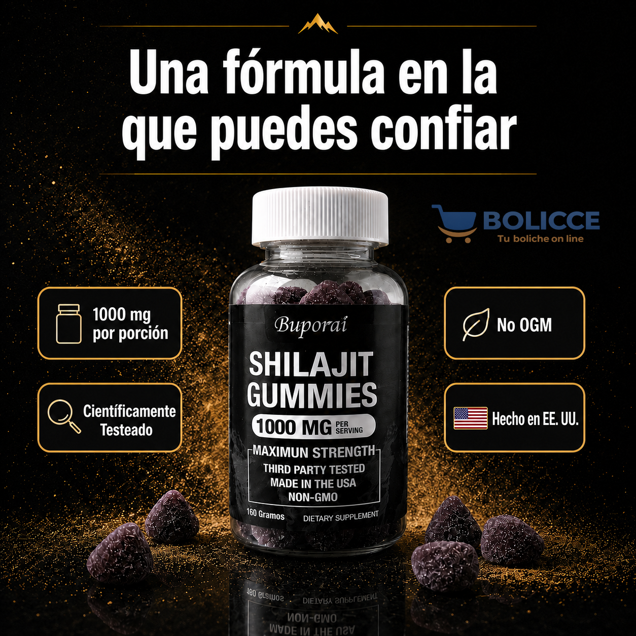 Shilajit Gomitas Energizantes 1000 mg. |  Suplemento Apoyo energético e inmunitario
