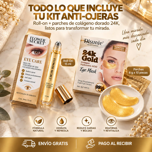 Parches Hidratantes con ácido Hialurónico + Roll on con colágeno 24 K