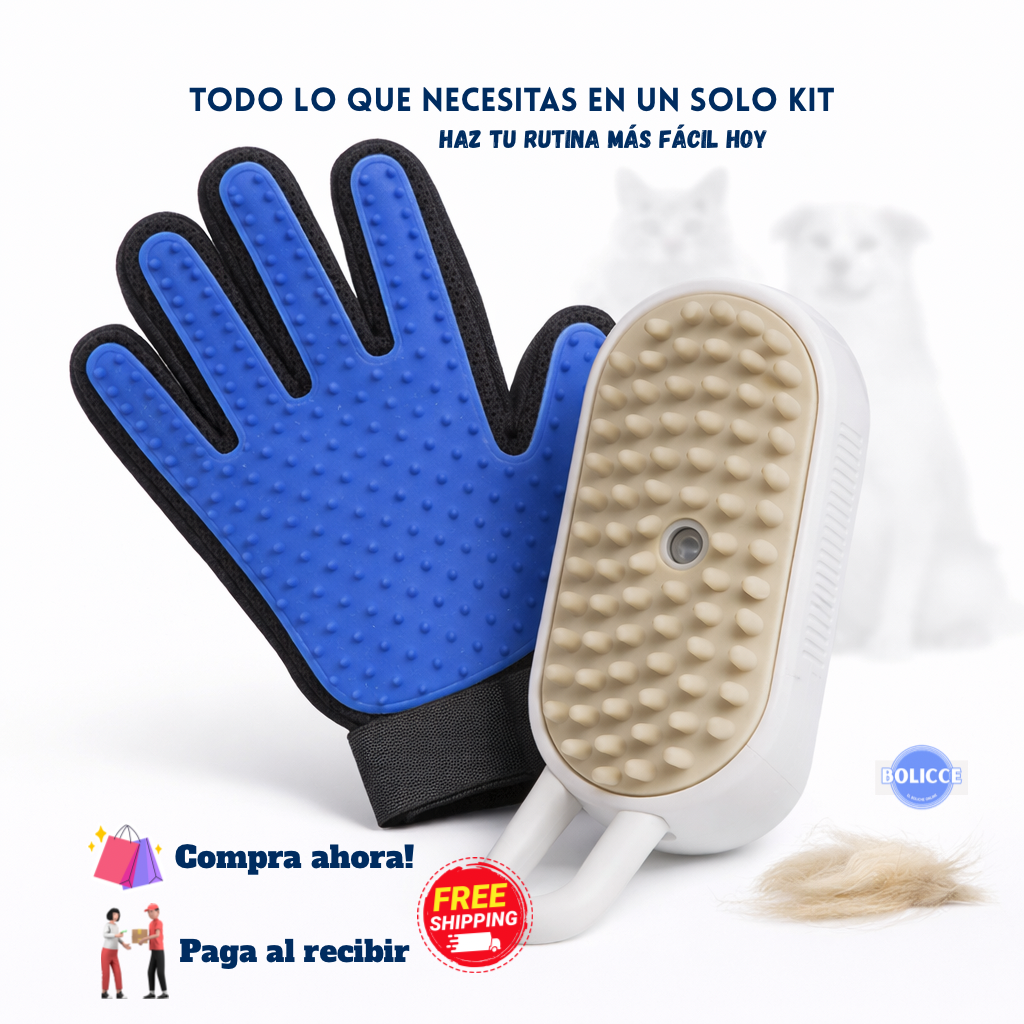 Pack Guante Para Mascota +Cepillo