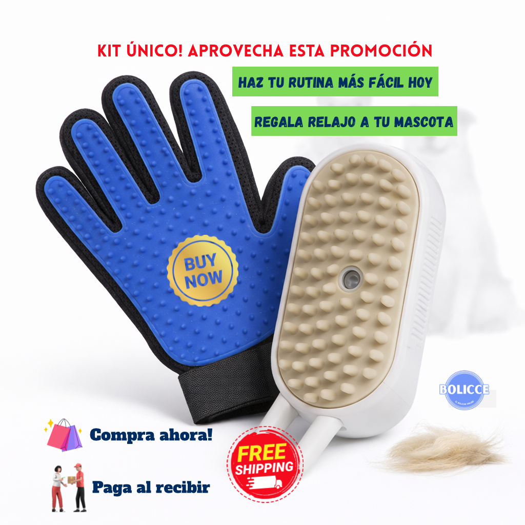 Pack Guante Para Mascota +Cepillo