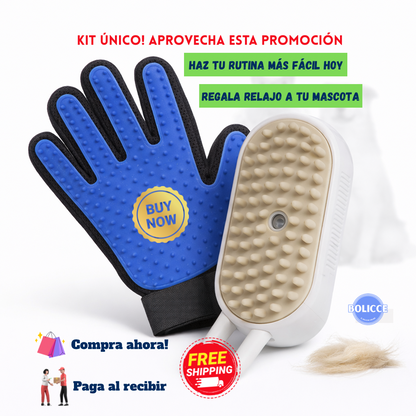 Pack Guante Para Mascota +Cepillo