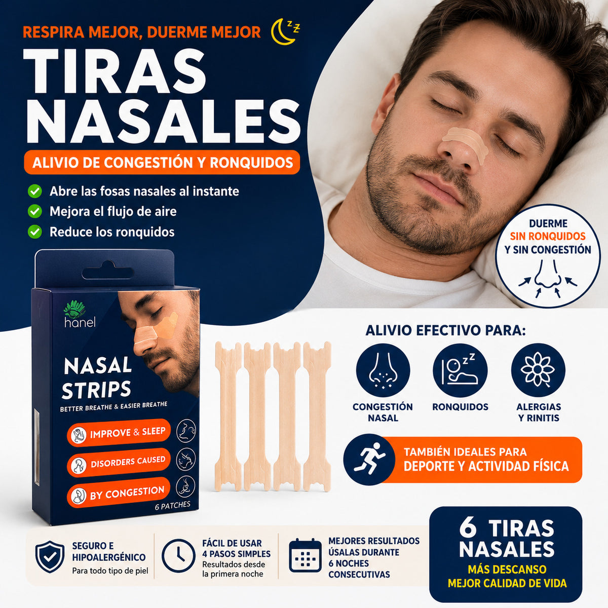 Las Tiras Nasales que mejora tu respiración, elimina ronquido y le da paz a tus noches